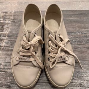 Gucci Women's Cream Lace-Up Sneakers